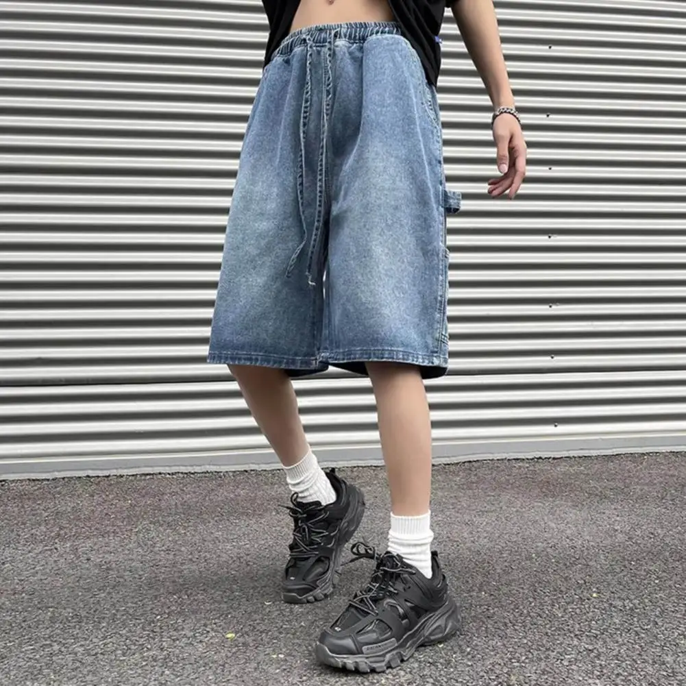 Men's Denim Shorts Jorts Pants Baggy High Blue Streetwear Hip Hop Korean Fashion Kpop Oversize Summer Clothes Vintage Unisex