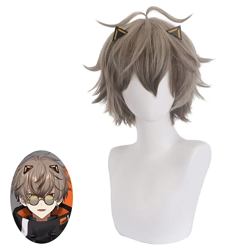 

Vtuber Alban Knox Cosplay Wig Noctyx neko Short YouTube NIJISANJI EN Light Grey Brown Wigs Heat Resistant Synthetic Hair