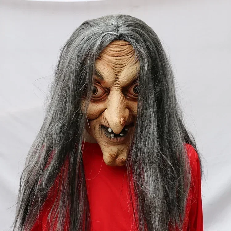 Description Picture 4 of itemEaster Simulation Witch Masks Escape Room Haunted House Female Ghost Head Covers Party Horror Witch Trick Scare Masks