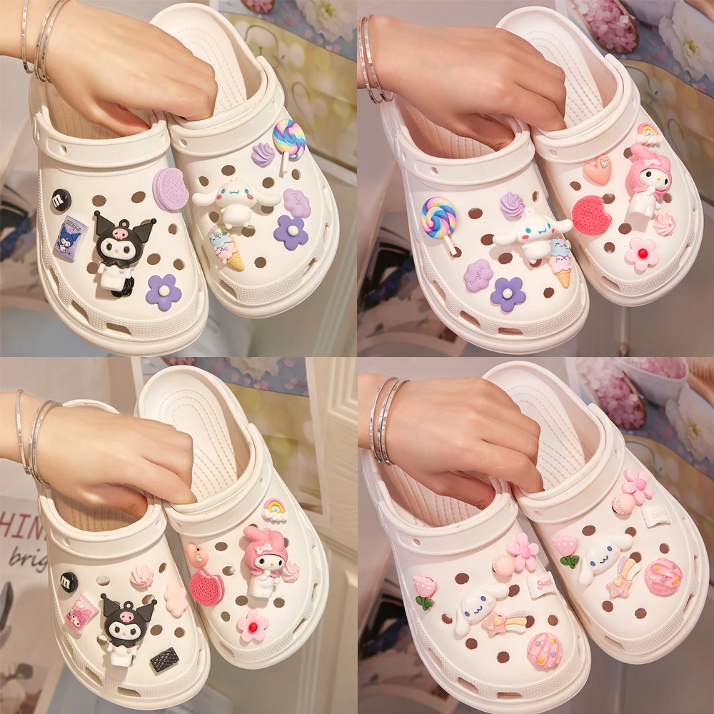 

10Pcs Sanrio Accessories Shoe Charms Buckle Anime Kuromi Cinnamoroll Hello Kitty Melody Cartoon Diy Combiation Girl Gift
