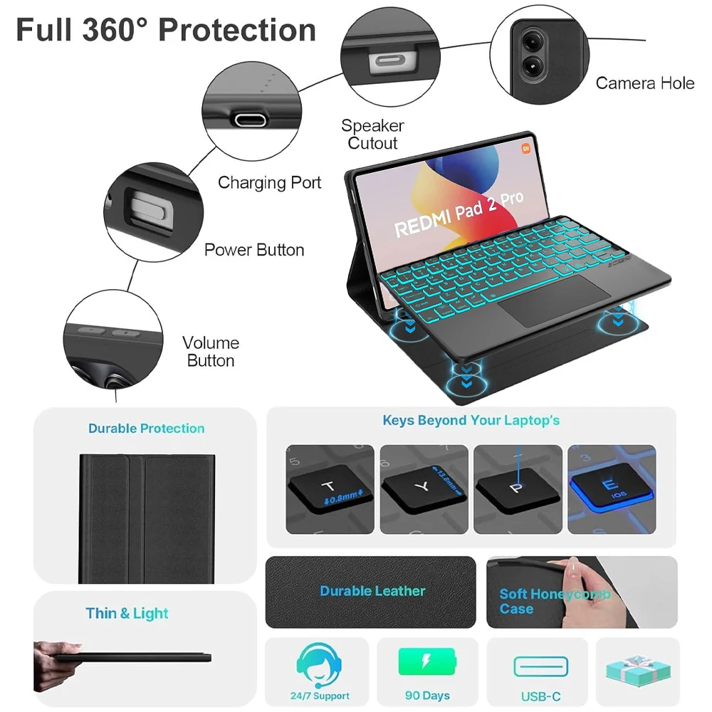 Bluetooth Keyboard Cover with Protective Case