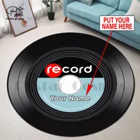 Music VINYL RECORD Custom Name Circle Round Rug 3D Area Rug Non-slip Mat Floor Dining Room Living Room Soft Bedroom Carpet -1 1
