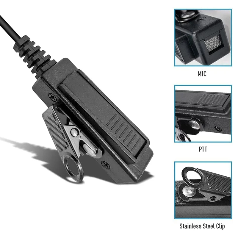 Walkie Talkie Earpiece Headset with PTT Mic,for Motorola CP200D,GP2000,CP040,XU1100,PRO1150,CLS1410,CLS1110,CLS1413,CLS1450,2Pcs