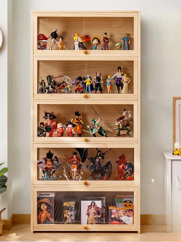 無垢材のアクションフィギュアディスプレイキャビネット、アクリル