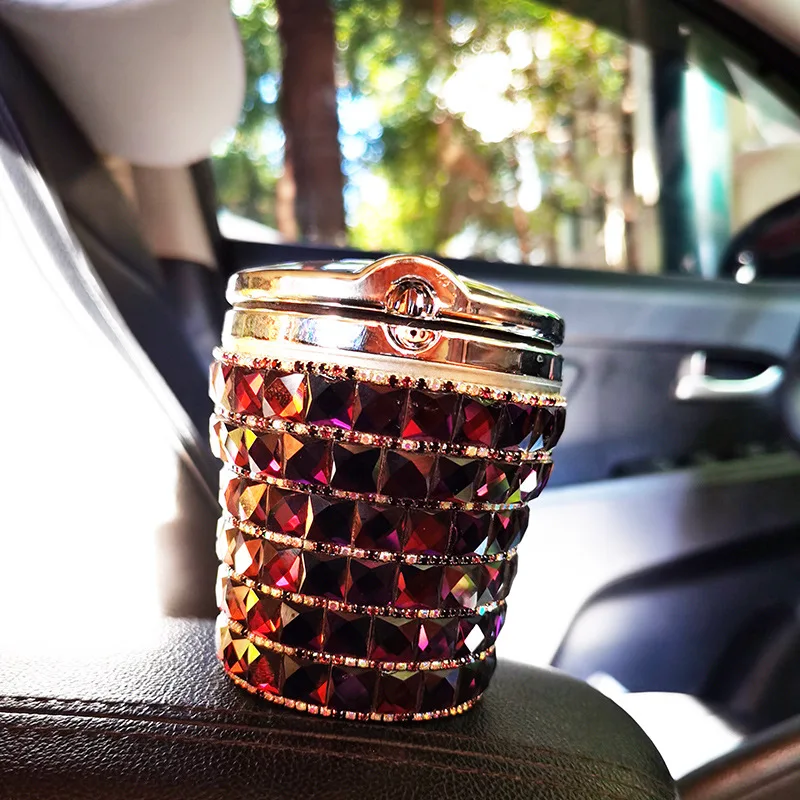 

Diamondstudded Car Ashtray with Led Light Luminous Multifunction Car Ashtray Car Interior Car Accessories