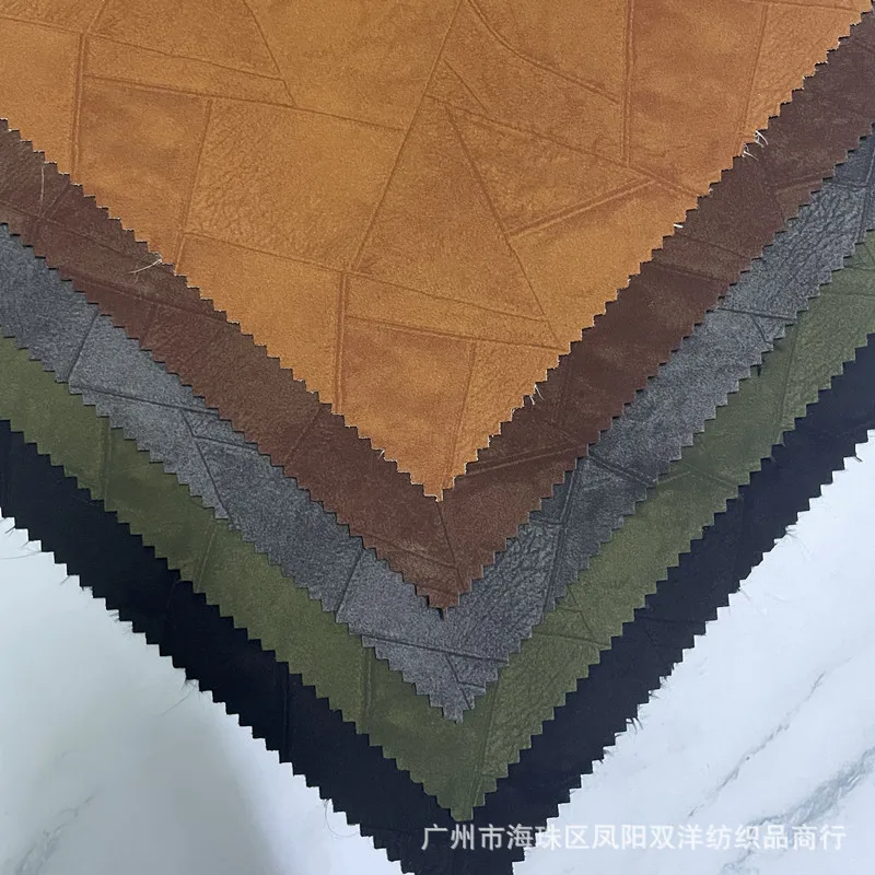 Retro Patchwork Denim PU Leather Children's Clothing Suede Jacket Pants Sofa Decoration Fabric Fashionable Kids' Outfits