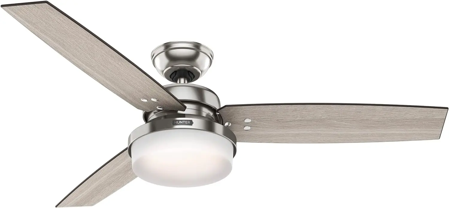 

New Fan Company, 59157, 52 inch Sentinel Brushed Nickel Ceiling Fan with LED Light Kit and Handheld Remote