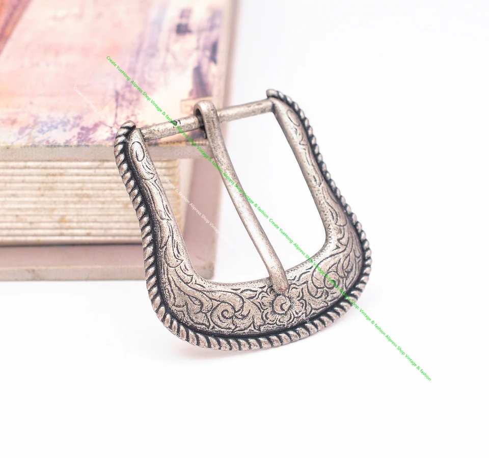 Ottone Antico Placcato Western Cowboy Rodeo 3 Pezzi Set Jeans Di Ricambio Intagliati Floreali Abbigliamento Fibbia Per Cintura In Pelle Misura Cinturino 35mm - Foto 10