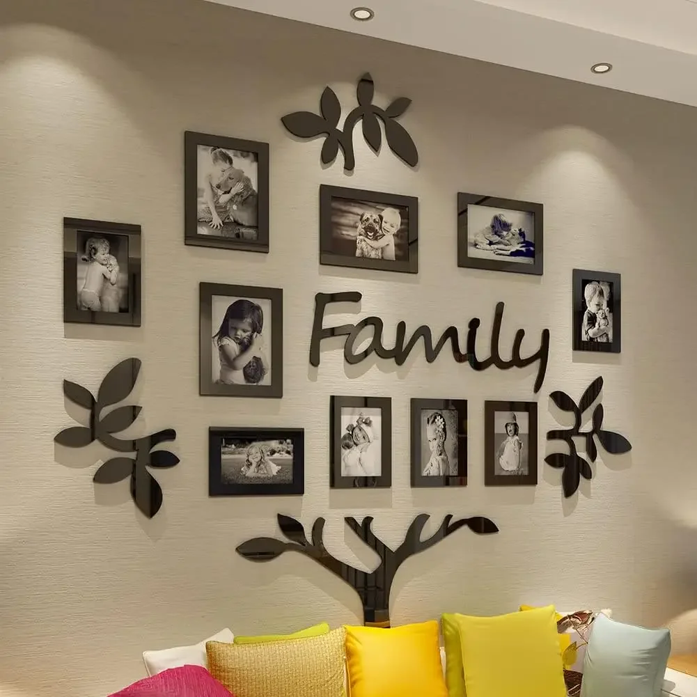 3D Acrylic Family Photo Tree Wall Stickers For Living Room DIY Photo Frame Tree