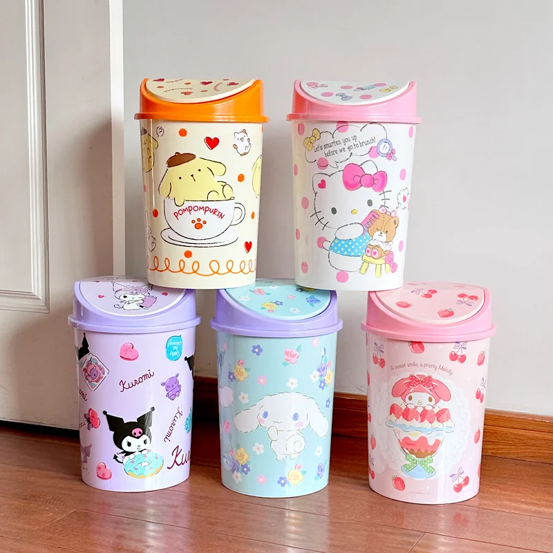 

Пластиковая корзина для отходов Sanrio Melody Kuromi, корзина для отходов для дома, гостиной, спальни, ванной комнаты