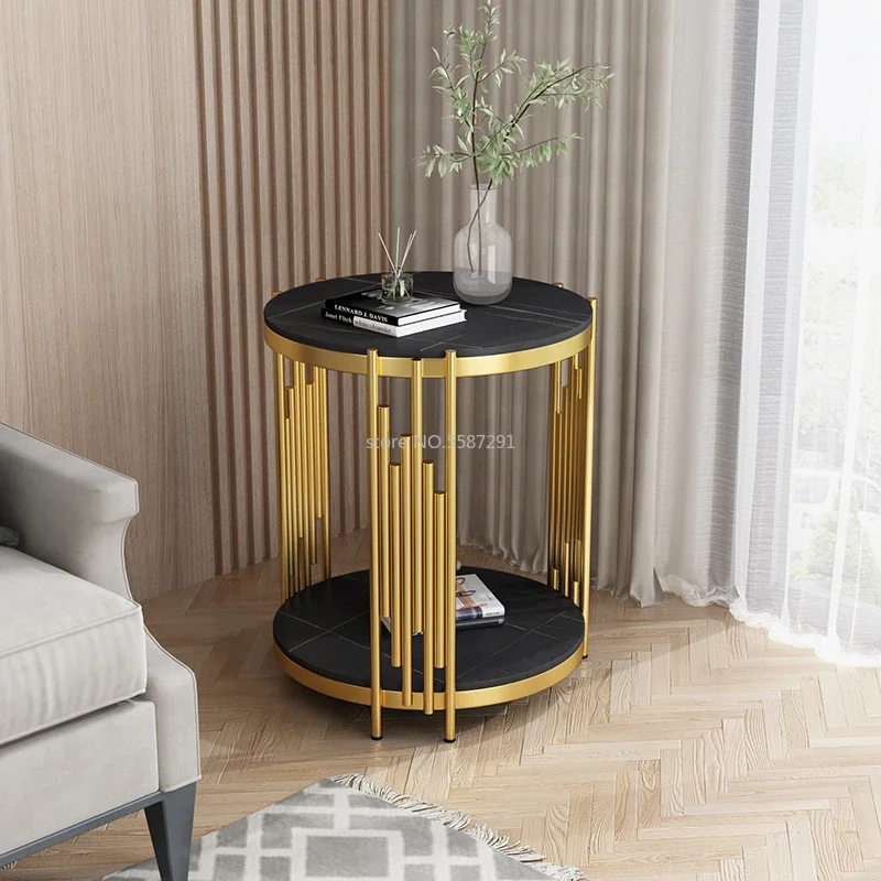 

Light Luxury Round Sofa Side Table Net Red Seating Corner Table Simple Modern Small Apartment Balcony Nordic Tea Side Tables