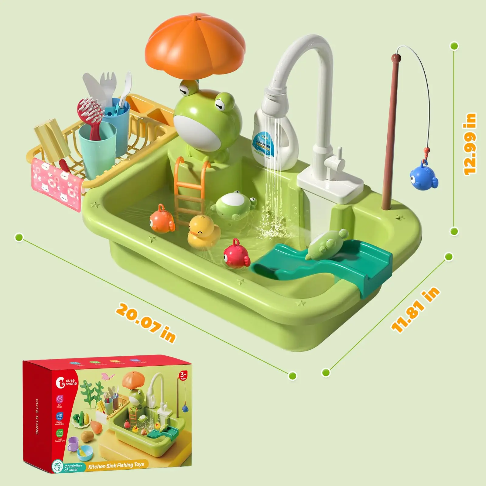 Giocattoli Elettrici per Bambini: Lavello da Cucina con Acqua Corrente, Lavastoviglie e Giocattoli da Pesca, Regalo Educativo per il Gioco di Ruolo per Bambine - immagine 6