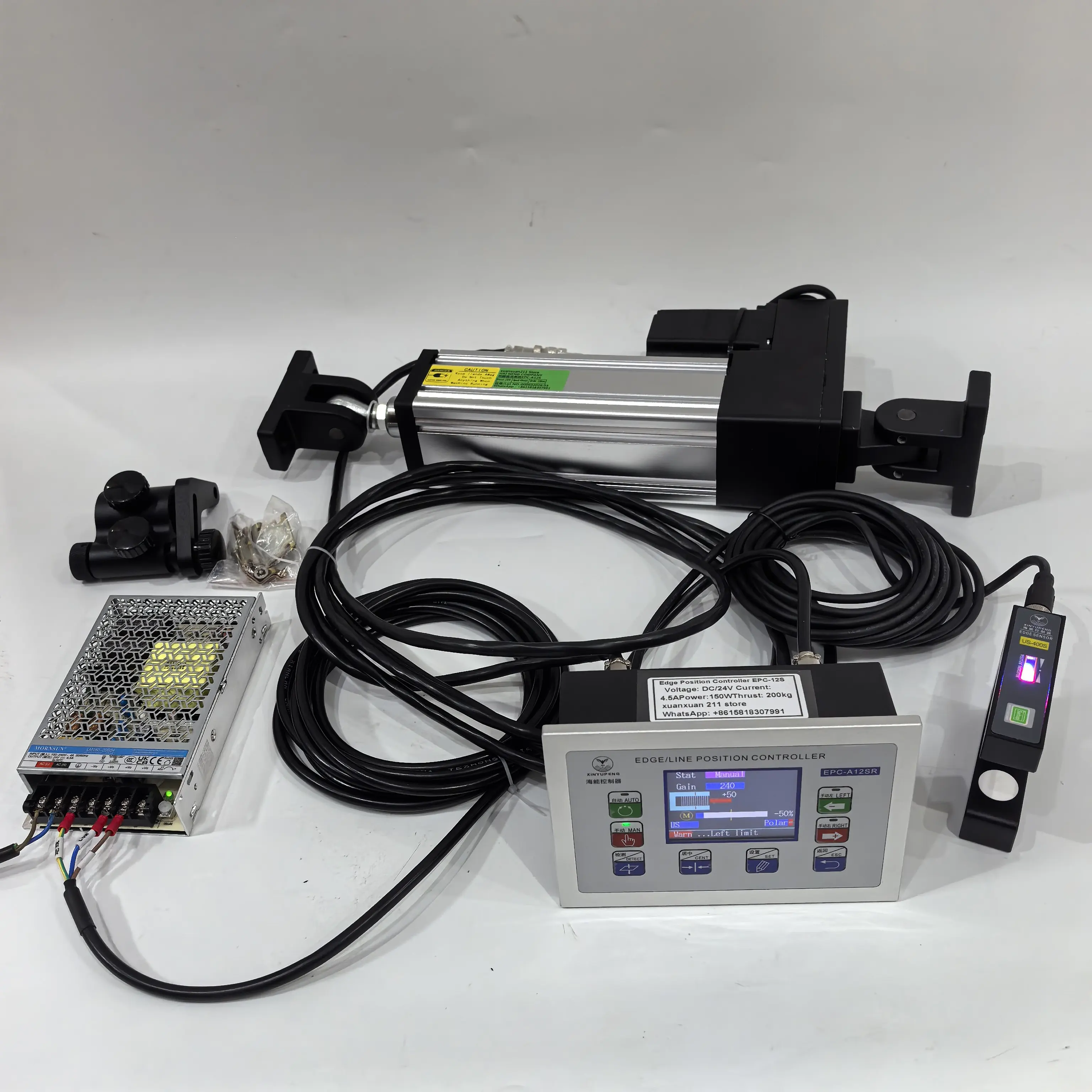 EPC-A12SR Servo Line Edge Position Control System | EPC Web Guiding Controller with Ultrasonic Sensor, 150mm Stroke, 200KG Thrus detail image 5