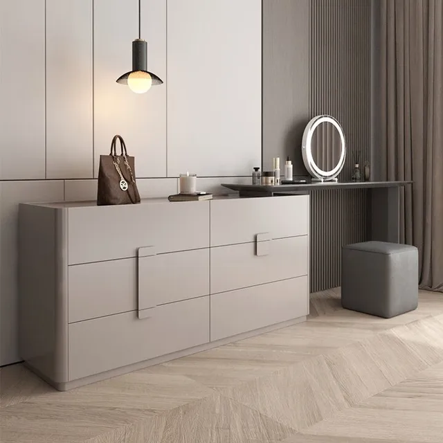 Table de maquillage de luxe légère pour chambre à coucher, moderne, Simple, intégrée, seau de rangement de chevet, armoire Premium S 1