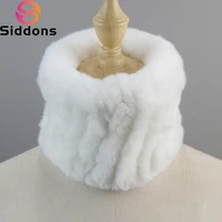 Winter Women Real Fur Handmade Stretch Fur Scarf Knit Genuine Rex Rabbit Fur Headbands Girls Natural Fur Ring Cowl Snood Scarves 1