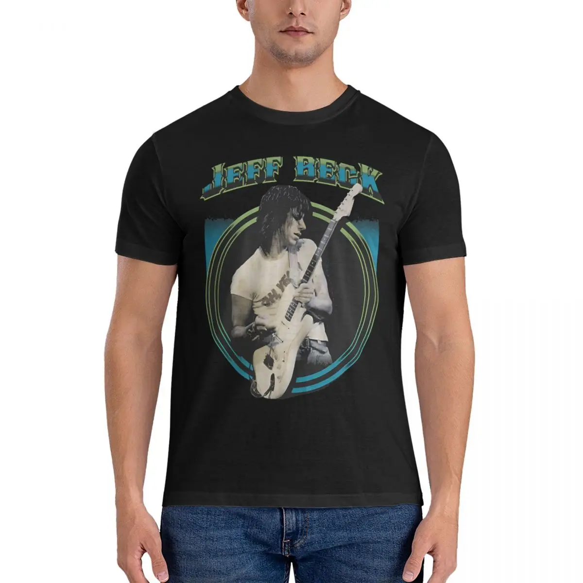 С футболкой Jan Hammer Group Live, топы из чистого хлопка с Джеффом беком, Винтажная футболка с коротким рукавом и круглым вырезом, футболка с графическим принтом