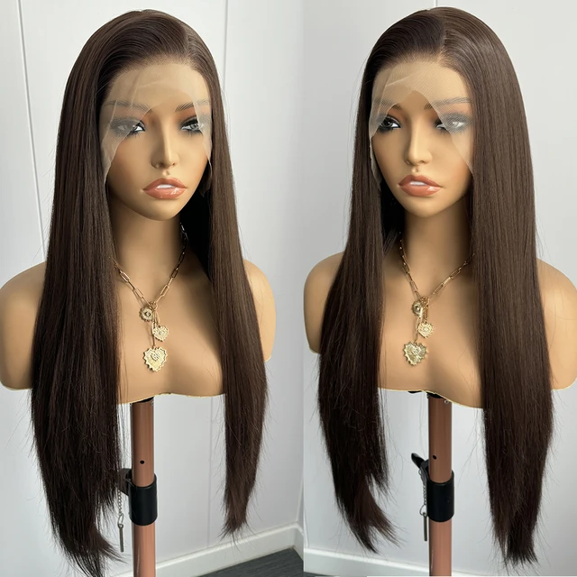 Long Straight Brown Lace Wig 3