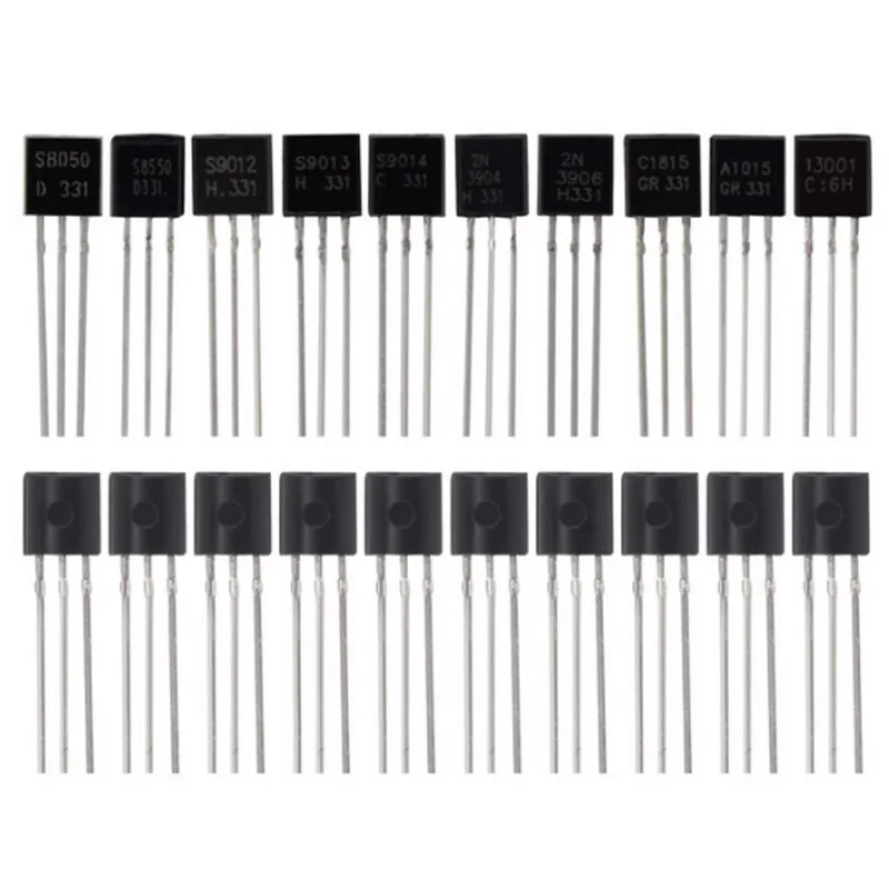 200Pcs Transistor Kit BC327-C1815 PNP/NPN 10 Values TO-92 Transistors Set