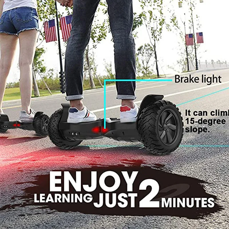 9 Inch All Terrain Off Road Wheels LED Lights Self Balancing Electric Scooter Hoverboard Skateboard
