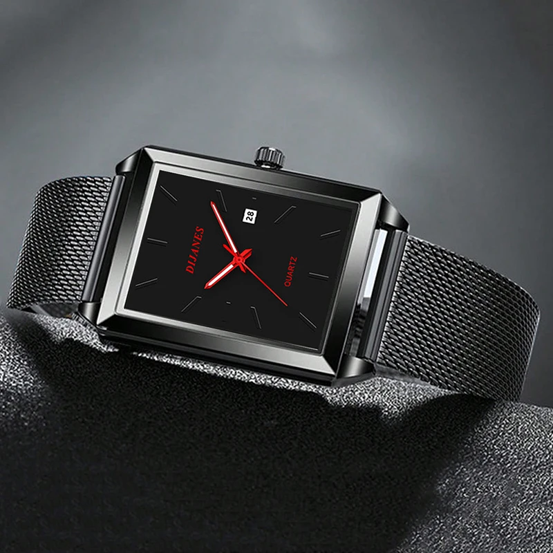 Minimalist Men Fashion Ultra Thin Watches Simple Men Business Stainless Steel Mesh Belt Quartz Watch Leisure Men Watch 3
