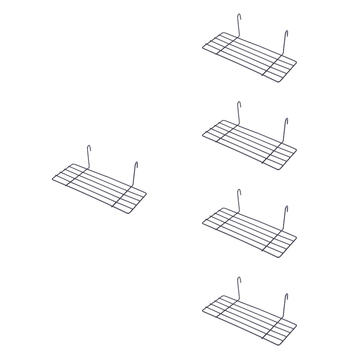 

5pcs Black Wire Storage Basket Rack Straight Shelf for Grid Panel Display 25x10cm