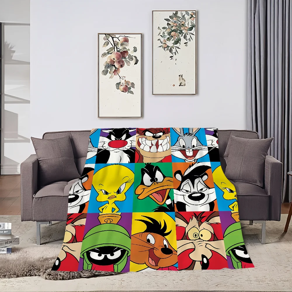 Cartoon Cute Blanket Plush Nap Sofa rug for Living L-LooneyS Room Warm Office T-Tunes Bedroom Birthday Home Travel Kid Gifts 4