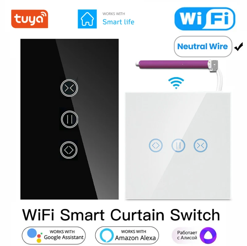 

WiFi Smart Curtain Switch Touch Design for Motorized Curtains and Roller Blinds Work with Tuya Smart Life App Alexa Google Alice