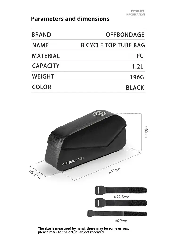 Description Picture 5 of itemOFFBONDAGE Bicycle Top Tube Bag Bike Front Frame Bag Fits MTB Road Bike Large Capacity Pannier Cycling Accessories