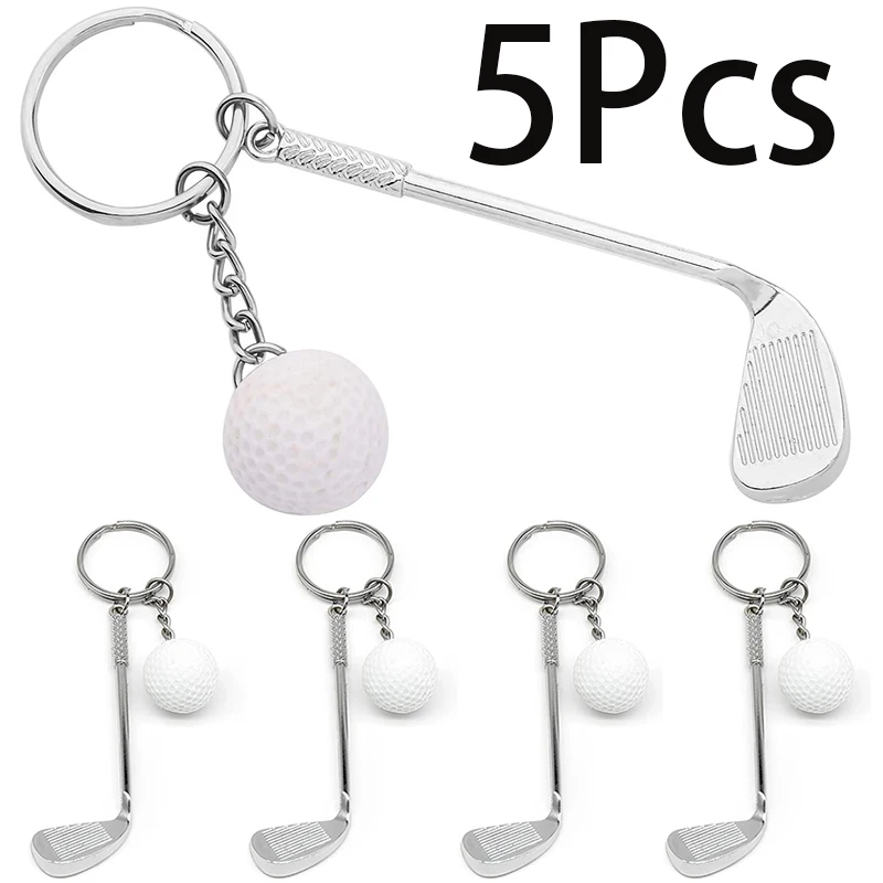 

5Pcs Golf Racket and Ball Keychains Charms Pendants Golf Keychain Key Ring