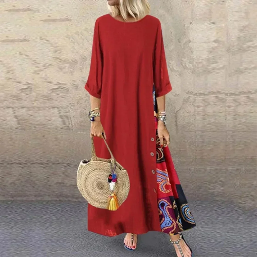 Fashion Loose Maxi Dress Women Ethnic Style Boho Long Dresses Vestidos Casual Summer Vintage Thin Woman Clothes Robe Femme