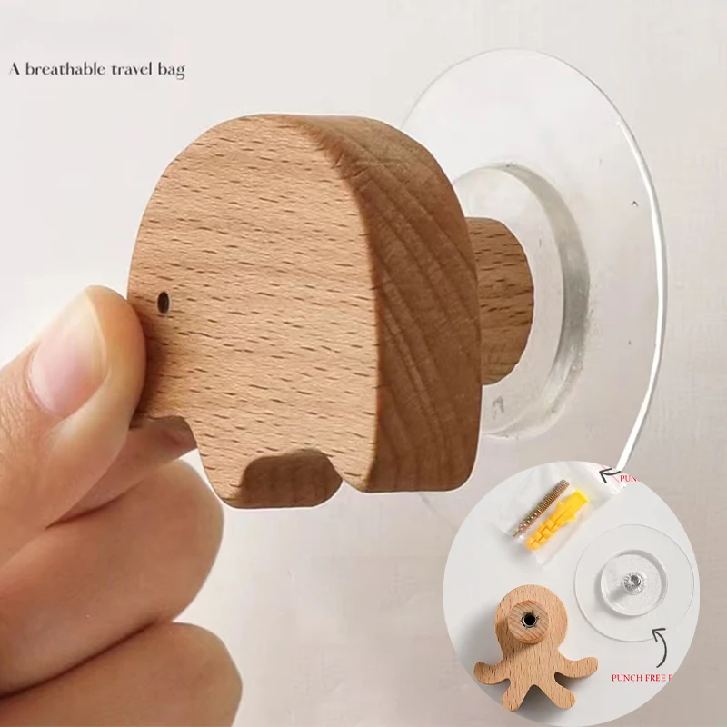 Wooden Drawer Hooks Room Decor Animal Hook Wall Keychain Coat Hook Home Wardrobe Cute Wood Hook Hanger Kitchen Accessories 3