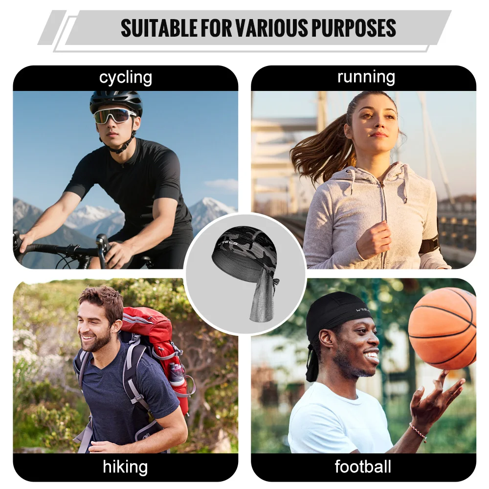 WRELS Skull Caps UV Protection Bandana Cap Sweat-Wicking Pirate Hats Breathable Pirate Hats Adjustable Running Durag Bandana