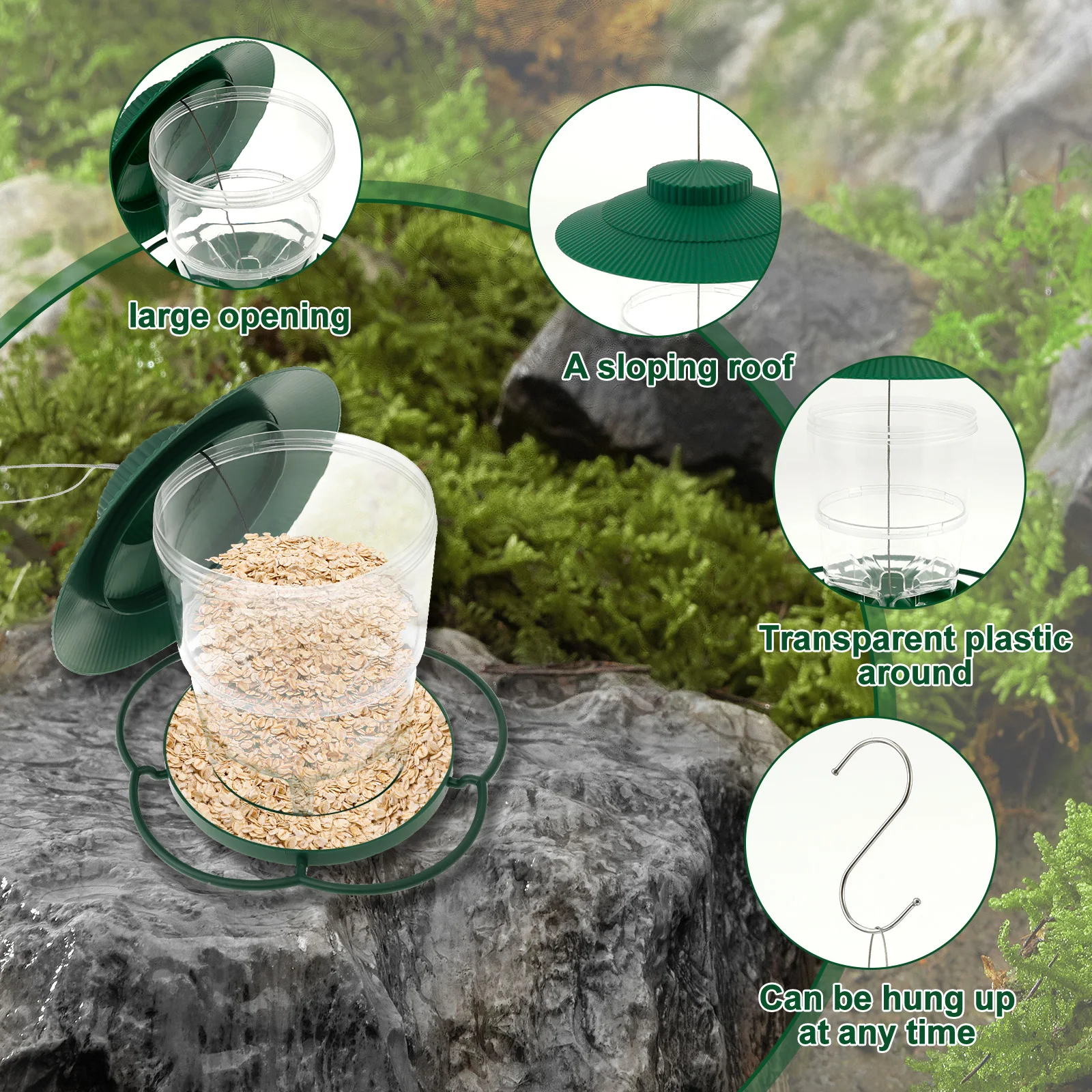 Collapsible Bird Feeder Hanging Garden Window Yard Outdoors Birdhouse Hanging Wild Bird Feeder Kit Food Container
