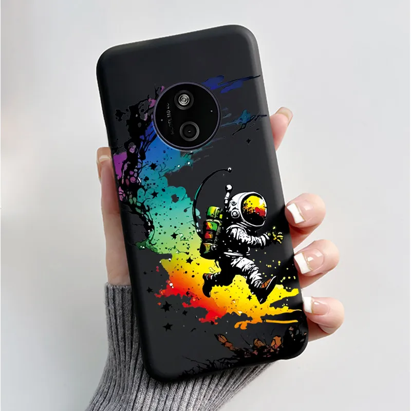 Floral Cartoon Design Soft Silicone Black Phone Case