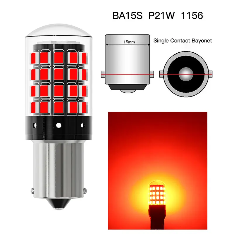 2pcs 1156 BA15S P21W BAU15S PY21W 7443 W21/5W T20 7440 W21W WY21W 1157 P21/5W BAY15D 54 LED Bulbs CanBus Lamp Turn Signal Lights - Image 8