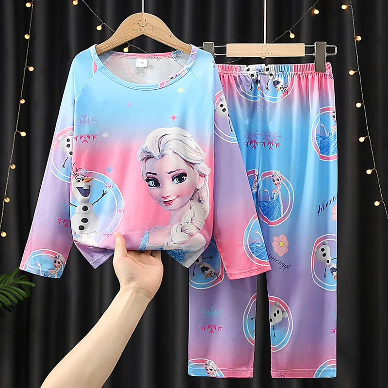Kids Pajamas Boys Pyjama Sets Stitch Pink Blue Long Sleeve Frozen Princess Elsa Children Clothing Toddler Girl Pijamas Sleepwear