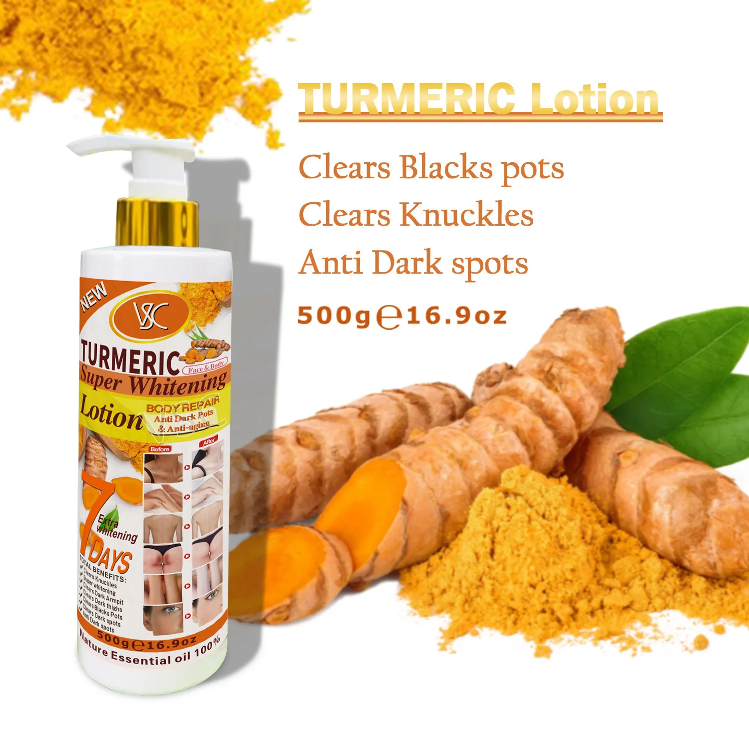 Turmeric Body LotionMoisturizing,Brightening,Smooth and Hydrated Skin, Enriched with Natural Turmeric Extract for All Skin Types