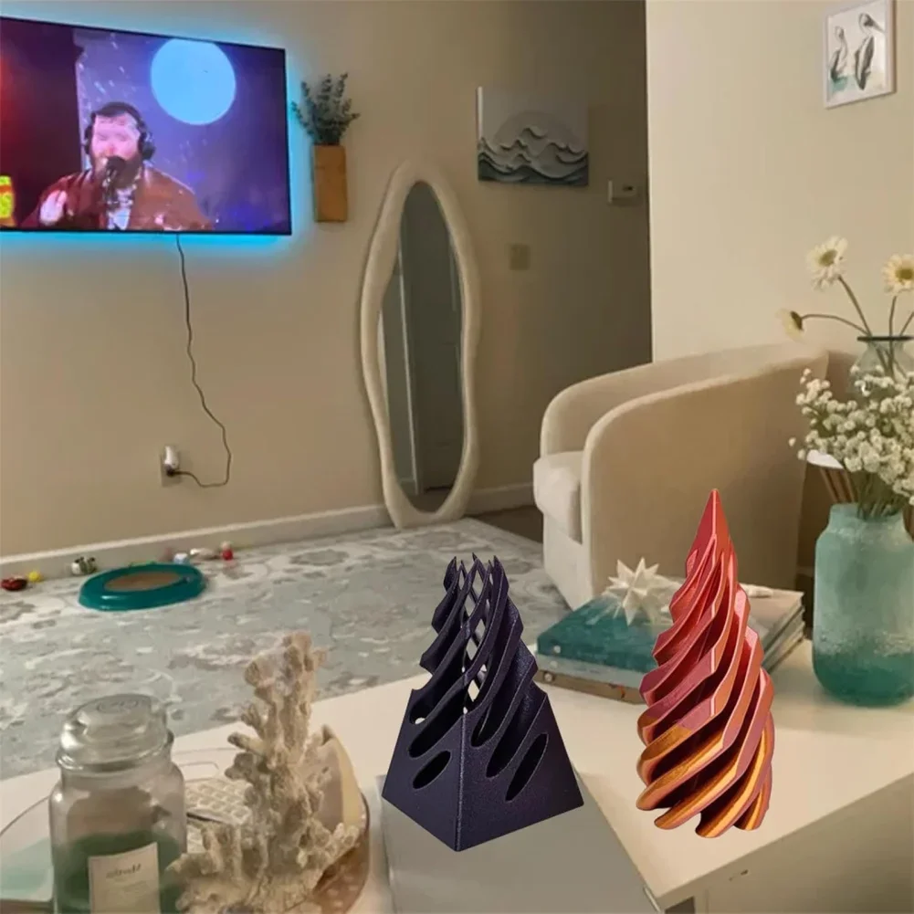 Impossible Pyramid Passthrough Sculpture 3D Printed Spiral Cone Toy Combination Egyptian Pyramid Display Statue Desktop Deco