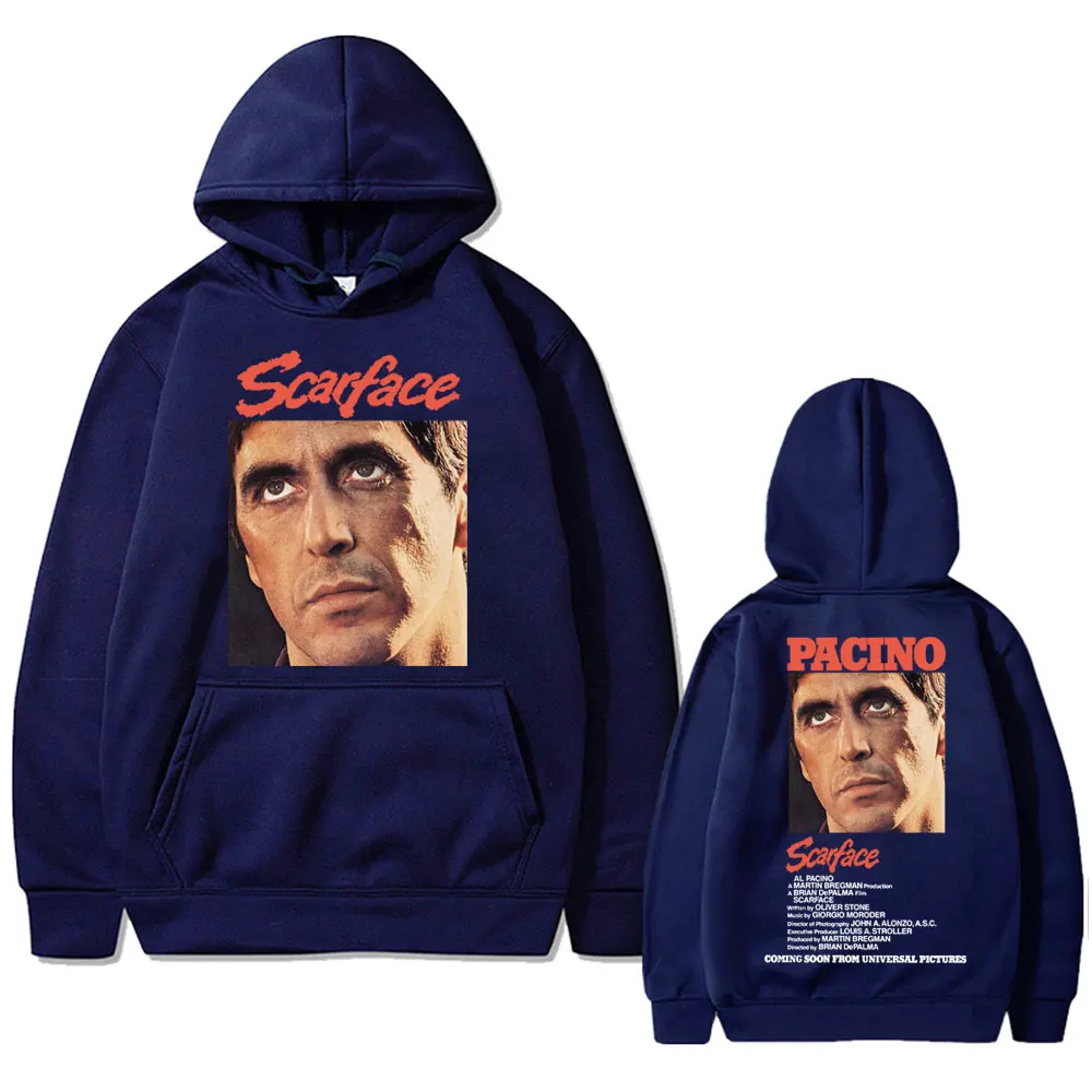 Vintage Movie Scarface Al Pacino As Tony Montana Graphic Hoodie Men Casual Fleece Sweatshirt Male Hip Hop Rock Oversized Hoodies