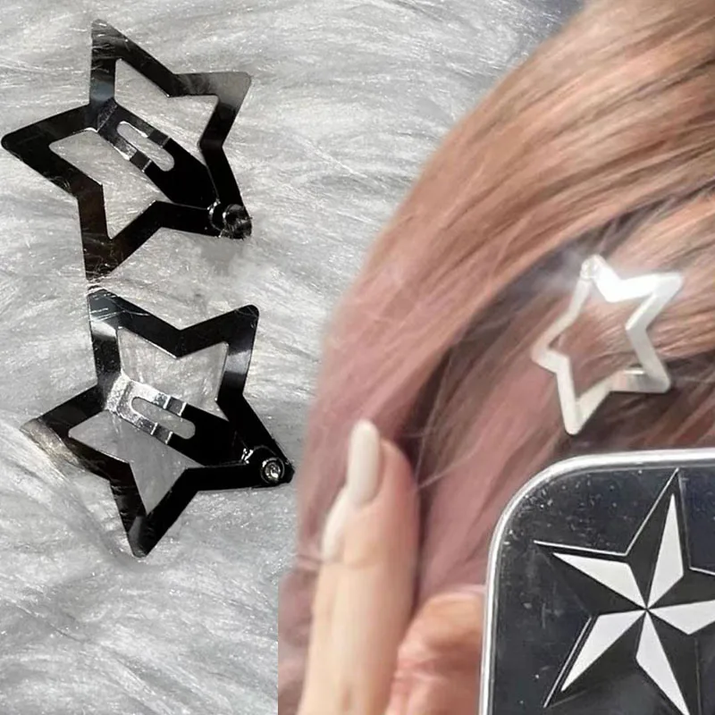 

2/4Pcs Mini Metal Star Hairpins Headdress Women Personality Simple Silver BB Hairclips Barrettes Snap Clip Girl Kids Accessories