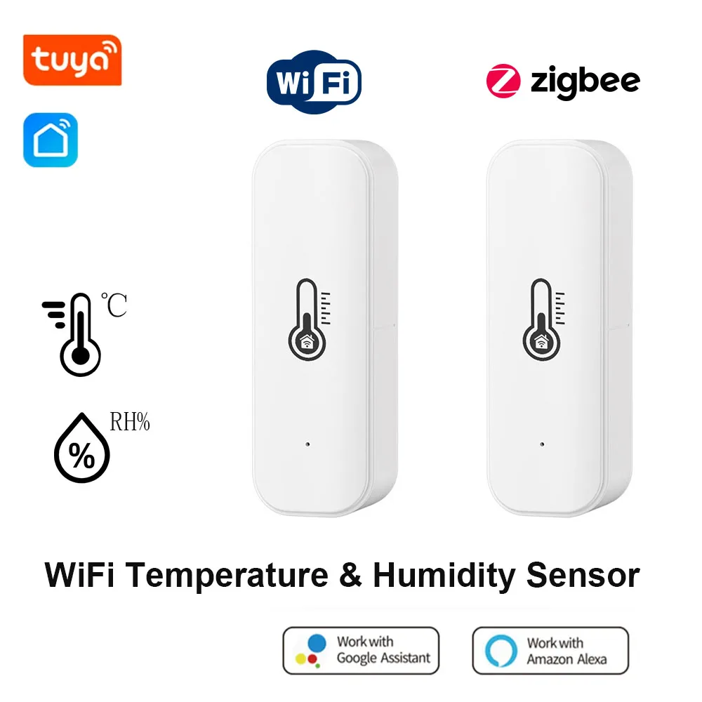 

Датчик температуры и влажности Tuya Wi-Fi ZigBee, умный комнатный гигрометр-термометр с питанием от батареи, поддержка Alexa Google Home