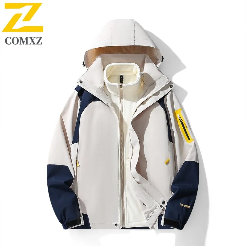 COMXZ Premium Classic Men Jacket 3-in-1 Outdoor Exploration Wind Resistant Motorcycle Coat Light Cozy Stylish Autumn Clothing