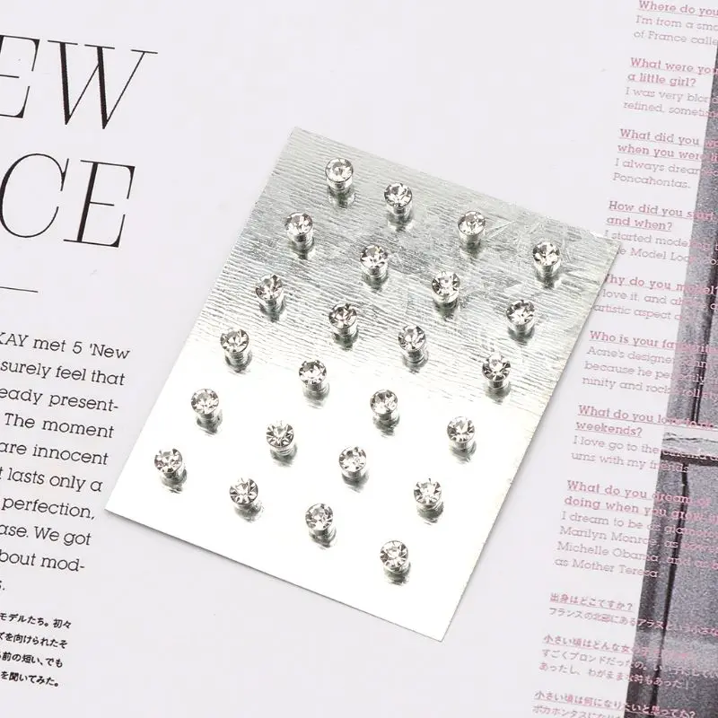 12 Pairs Crystal Rhinestone Magnetic Clip Non Piercing Earrings Fashion Jewelry 3