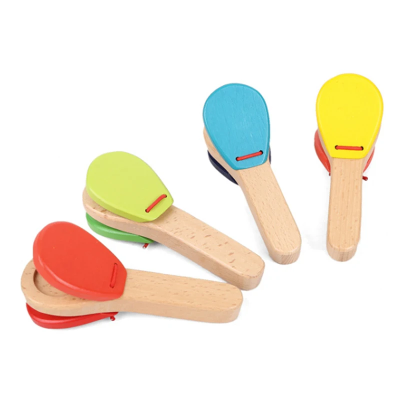 1pc Castanets Orff Percussion Instrument Wooden Color Baby Puzzle Music Toys Castanets music toys Music Perception Children Entertainment Toy TMZ