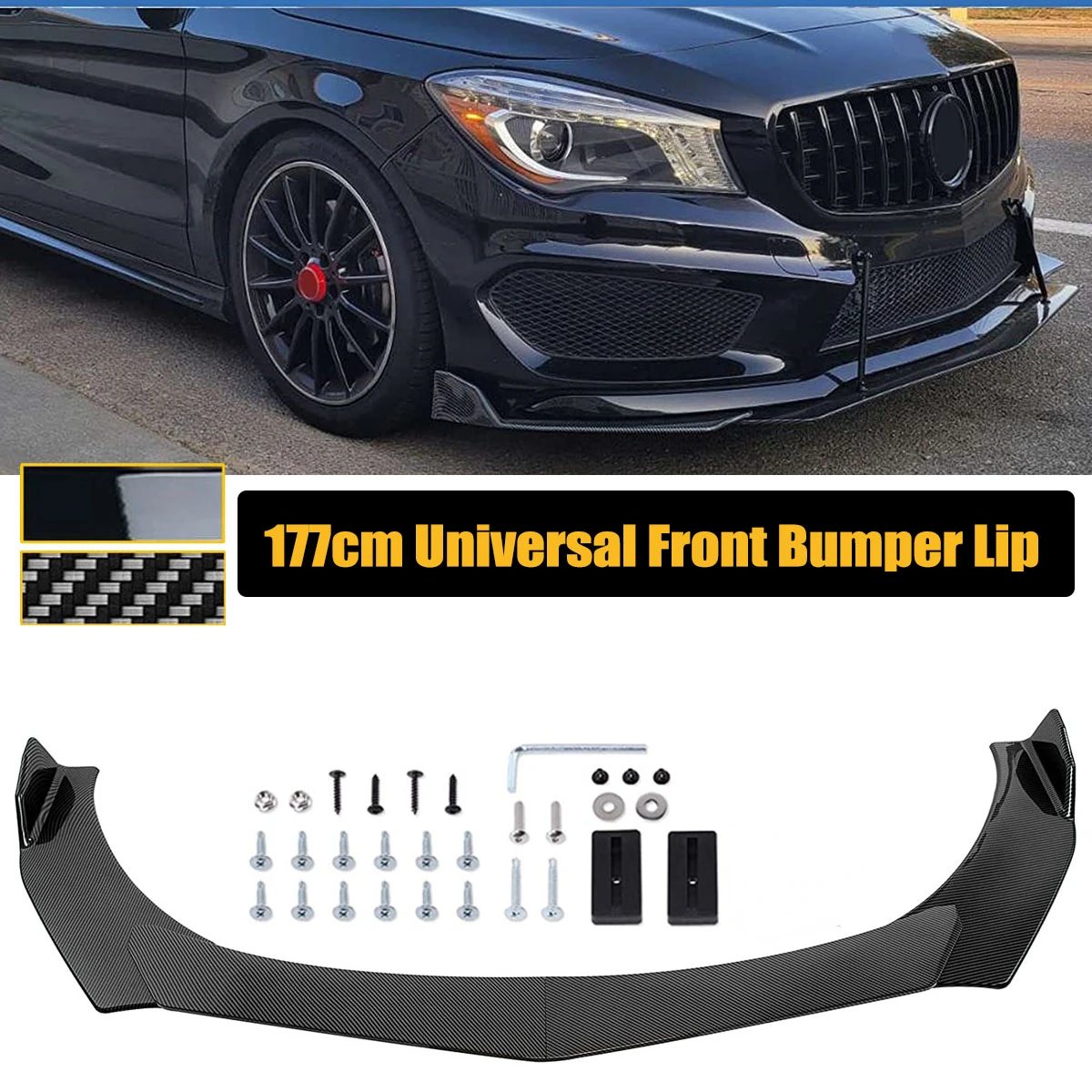 

Универсальный передний бампер, спойлер для Mercedes Benz W117 CLA200 CLA250 CLA45 AMG 2014-2018, сплиттер, защита, автомобильные аксессуары 177 см