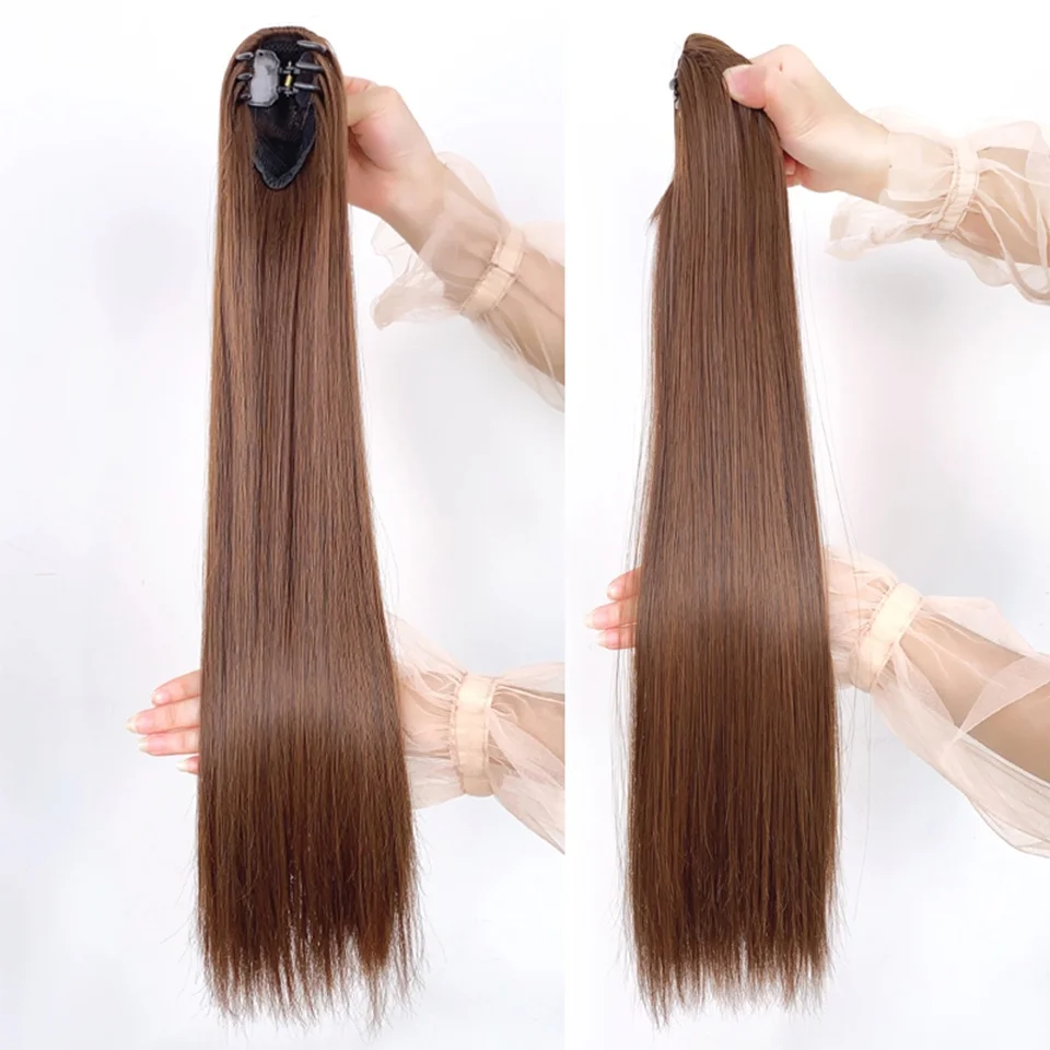 18Inch Synthetic Straight Claw Clip On Ponytail Hair Extension  Ponytail Extension Hair For Women Pony Tail Hair Hairpiece
