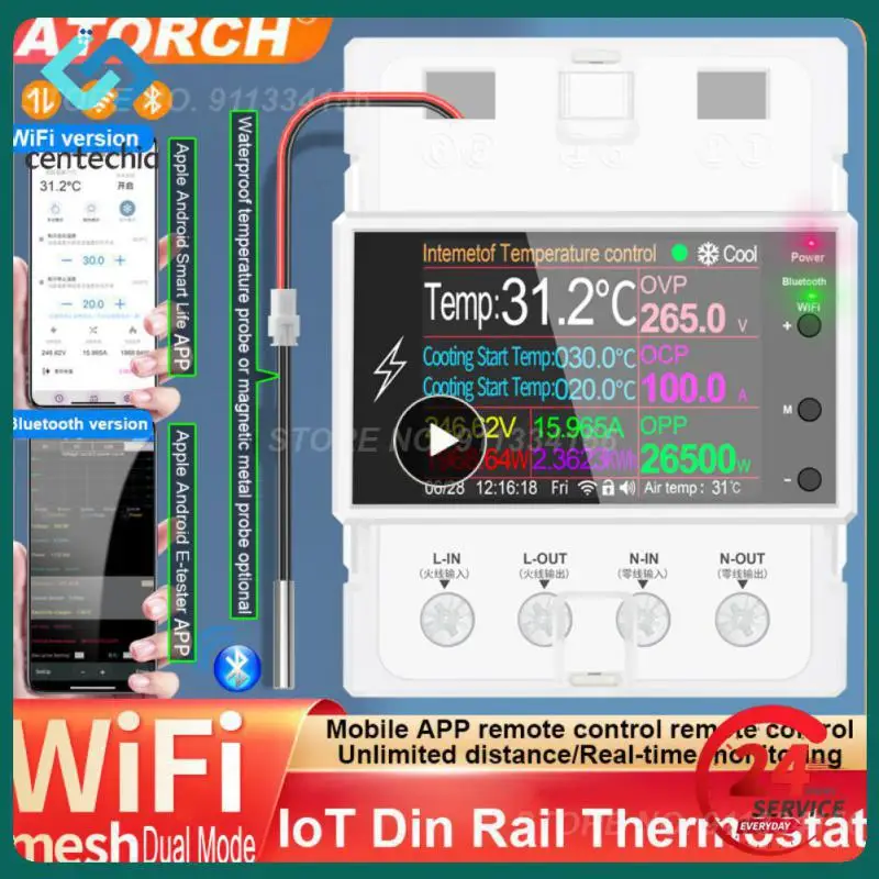 

Tuya WIFI Temperature Controller 265V/100A AT4PTW Din Rail Digital Thermostat Incubator Timer Remote Switch For Heating Cooling