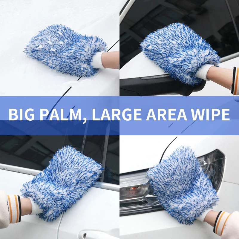 Car Wash Glove Coral Mitt Soft Anti-scratch for Car Wash Multifunction Thick Cleaning Glove Wax Detailing Brush