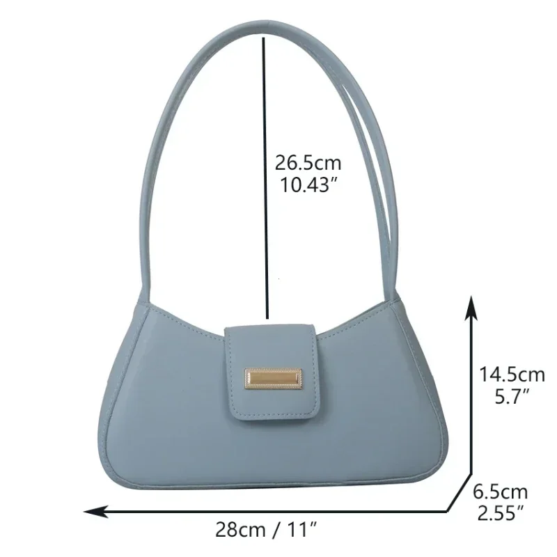 Minimalist Shoulder Bag for Women Simple Solid Color Underarm Bag Women's Buckle Handbag and Purse Fashion Small Top-handle Bags