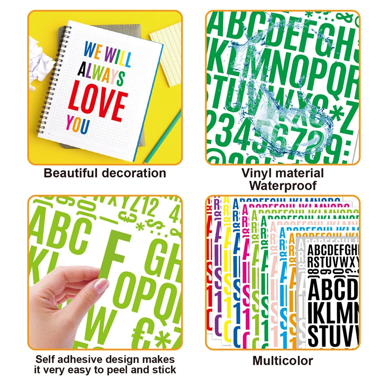 Decorative Stickers 1-2inch Colorful English Alphabet Letters Stickers DIY Scrapbooking Journal Stationery Gift